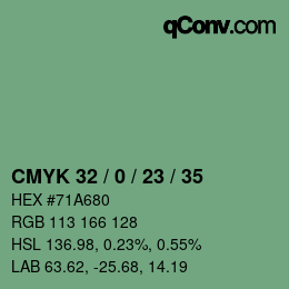 Color code: CMYK 32 / 0 / 23 / 35 | qconv.com