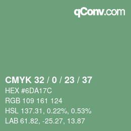 カラーコード: CMYK 32 / 0 / 23 / 37 | qconv.com