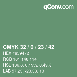 颜色代码: CMYK 32 / 0 / 23 / 42 | qconv.com