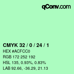 Color code: CMYK 32 / 0 / 24 / 1 | qconv.com