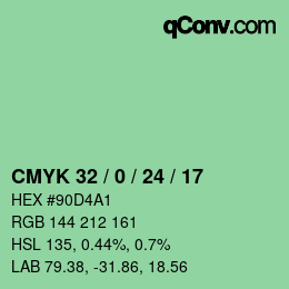 カラーコード: CMYK 32 / 0 / 24 / 17 | qconv.com