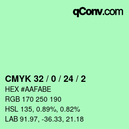 カラーコード: CMYK 32 / 0 / 24 / 2 | qconv.com