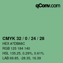 カラーコード: CMYK 32 / 0 / 24 / 28 | qconv.com