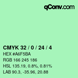 カラーコード: CMYK 32 / 0 / 24 / 4 | qconv.com