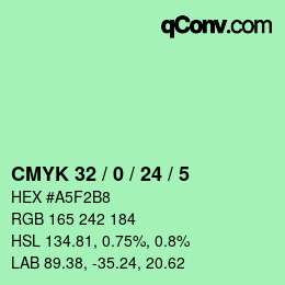カラーコード: CMYK 32 / 0 / 24 / 5 | qconv.com