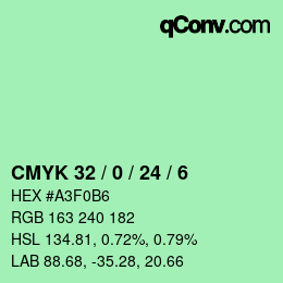 颜色代码: CMYK 32 / 0 / 24 / 6 | qconv.com