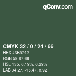 カラーコード: CMYK 32 / 0 / 24 / 66 | qconv.com