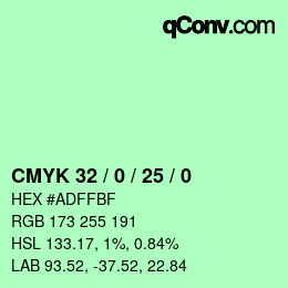 カラーコード: CMYK 32 / 0 / 25 / 0 | qconv.com