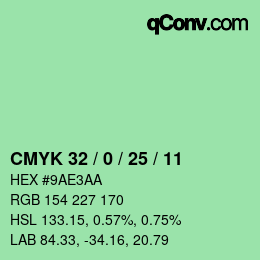 カラーコード: CMYK 32 / 0 / 25 / 11 | qconv.com