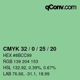 Farbcode: CMYK 32 / 0 / 25 / 20 | qconv.com
