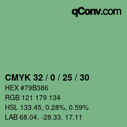 颜色代码: CMYK 32 / 0 / 25 / 30 | qconv.com