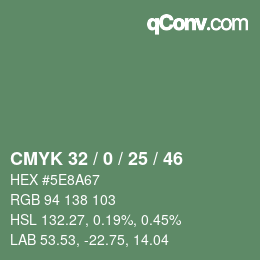 颜色代码: CMYK 32 / 0 / 25 / 46 | qconv.com