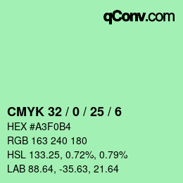 カラーコード: CMYK 32 / 0 / 25 / 6 | qconv.com