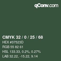 カラーコード: CMYK 32 / 0 / 25 / 68 | qconv.com