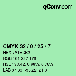 Color code: CMYK 32 / 0 / 25 / 7 | qconv.com