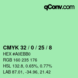 カラーコード: CMYK 32 / 0 / 25 / 8 | qconv.com