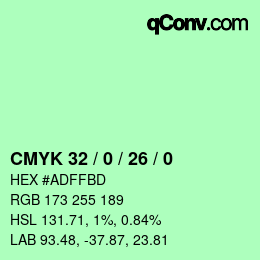 颜色代码: CMYK 32 / 0 / 26 / 0 | qconv.com