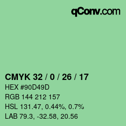 Color code: CMYK 32 / 0 / 26 / 17 | qconv.com