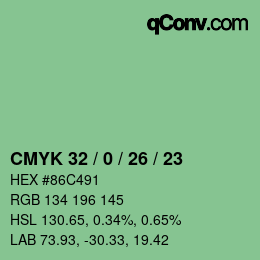 Color code: CMYK 32 / 0 / 26 / 23 | qconv.com