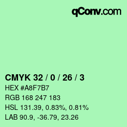 カラーコード: CMYK 32 / 0 / 26 / 3 | qconv.com