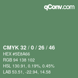 Color code: CMYK 32 / 0 / 26 / 46 | qconv.com