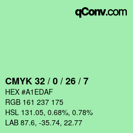 Color code: CMYK 32 / 0 / 26 / 7 | qconv.com