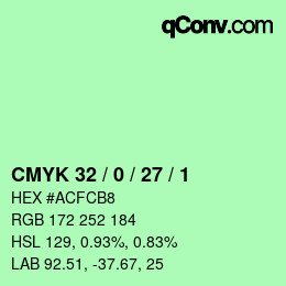 Color code: CMYK 32 / 0 / 27 / 1 | qconv.com