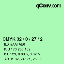 カラーコード: CMYK 32 / 0 / 27 / 2 | qconv.com