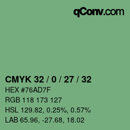 Farbcode: CMYK 32 / 0 / 27 / 32 | qconv.com