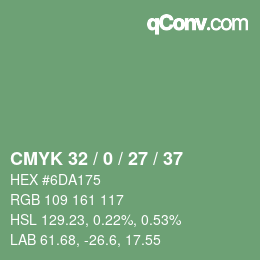 Color code: CMYK 32 / 0 / 27 / 37 | qconv.com