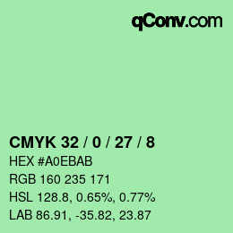 カラーコード: CMYK 32 / 0 / 27 / 8 | qconv.com