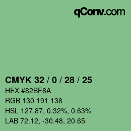 Color code: CMYK 32 / 0 / 28 / 25 | qconv.com