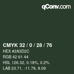 颜色代码: CMYK 32 / 0 / 28 / 76 | qconv.com
