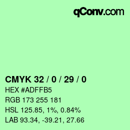 Color code: CMYK 32 / 0 / 29 / 0 | qconv.com