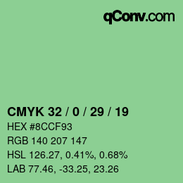 Color code: CMYK 32 / 0 / 29 / 19 | qconv.com