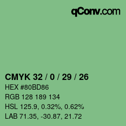 カラーコード: CMYK 32 / 0 / 29 / 26 | qconv.com