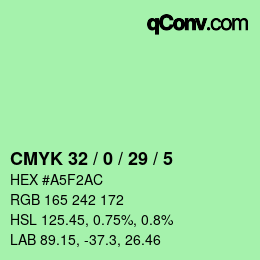 Color code: CMYK 32 / 0 / 29 / 5 | qconv.com