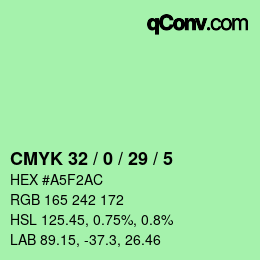 Color code: CMYK 32 / 0 / 29 / 5 | qconv.com