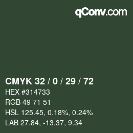 Color code: CMYK 32 / 0 / 29 / 72 | qconv.com