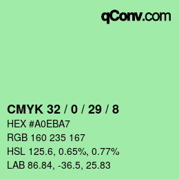 Color code: CMYK 32 / 0 / 29 / 8 | qconv.com