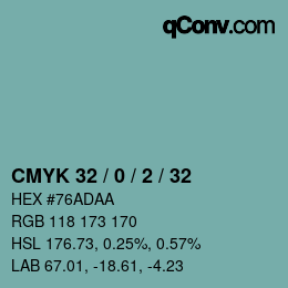 Farbcode: CMYK 32 / 0 / 2 / 32 | qconv.com