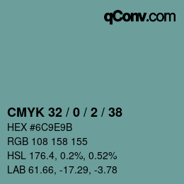 Color code: CMYK 32 / 0 / 2 / 38 | qconv.com