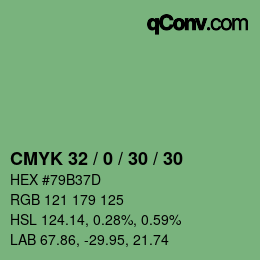 Color code: CMYK 32 / 0 / 30 / 30 | qconv.com