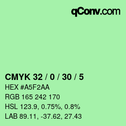 Color code: CMYK 32 / 0 / 30 / 5 | qconv.com