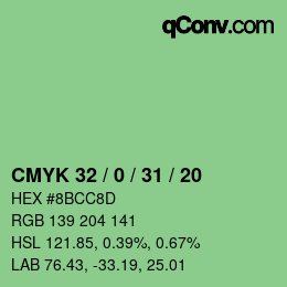 Código de color: CMYK 32 / 0 / 31 / 20 | qconv.com