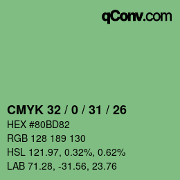 Color code: CMYK 32 / 0 / 31 / 26 | qconv.com