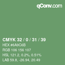 Código de color: CMYK 32 / 0 / 31 / 39 | qconv.com