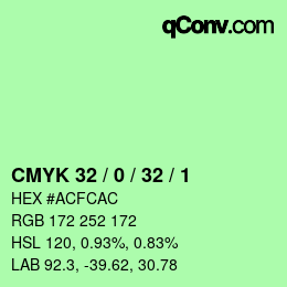Color code: CMYK 32 / 0 / 32 / 1 | qconv.com