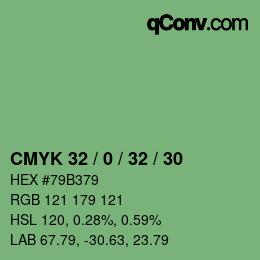 Color code: CMYK 32 / 0 / 32 / 30 | qconv.com