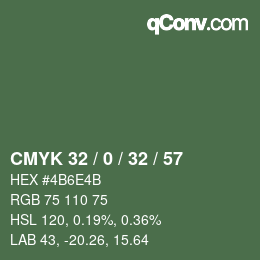 カラーコード: CMYK 32 / 0 / 32 / 57 | qconv.com